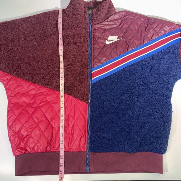 Nike Sportswear Burgundy Colorblock Sport Pack Sherpa Track Jacket Women Small - Picture 6 of 11
